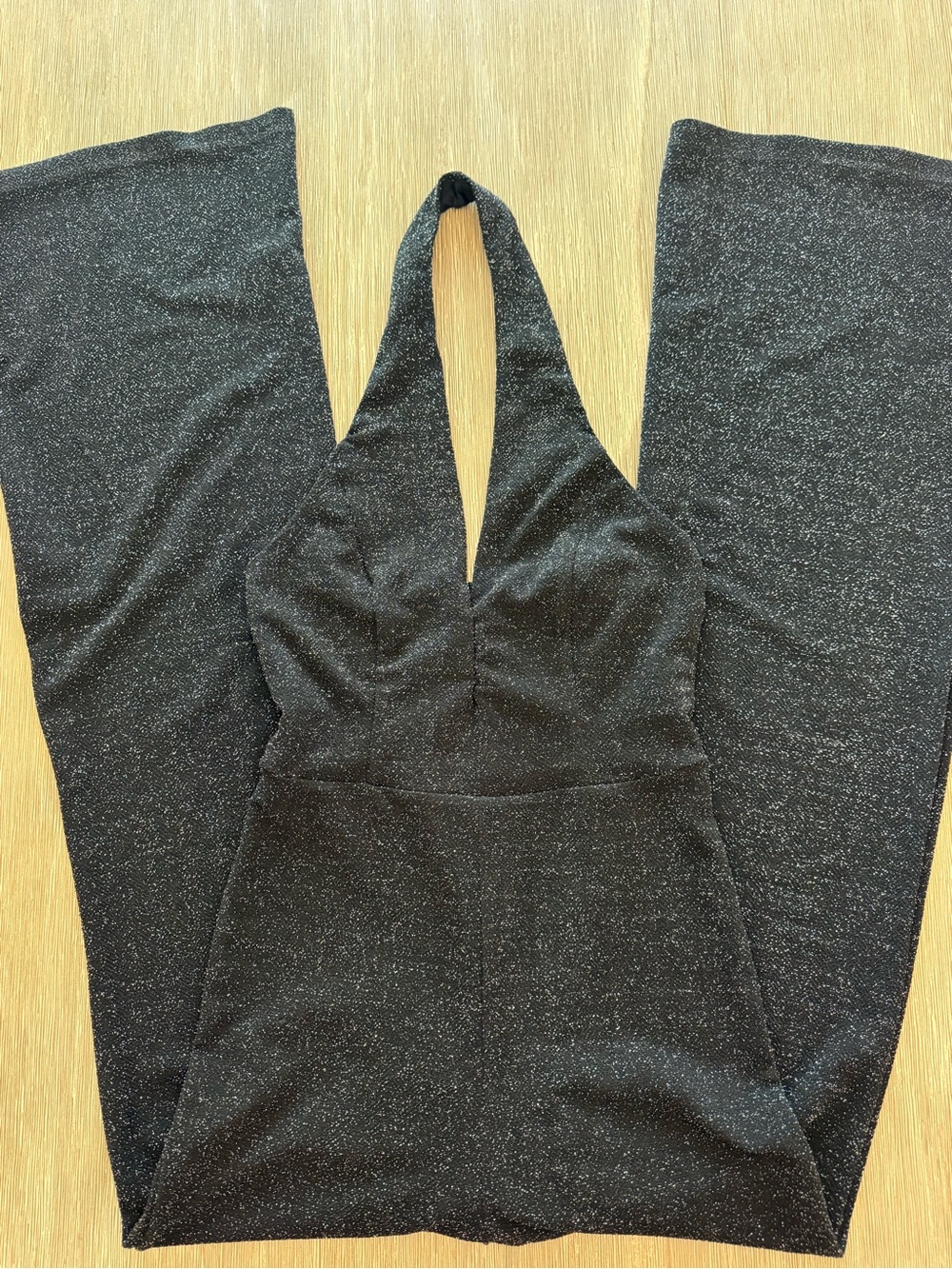 Miss Avenue Black sparkle wide leg Halter Jumpsuit size small